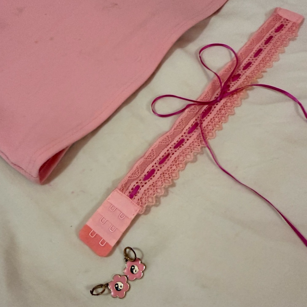 Pink Bow Delicate Lace Choker / Garter ~ Barbiecore Cottagecore NWOT Dollskill
